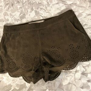 Abercrombie & Fitch Suede Olive Green Eyelet Women Shorts